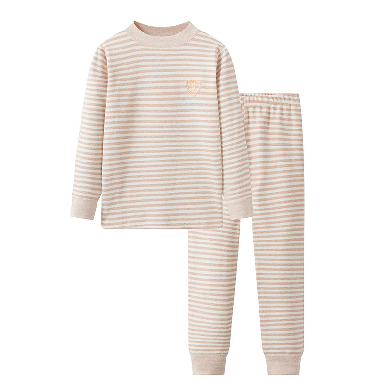 Ding-Shulu Color Cotton Set) Striped Coffee Color