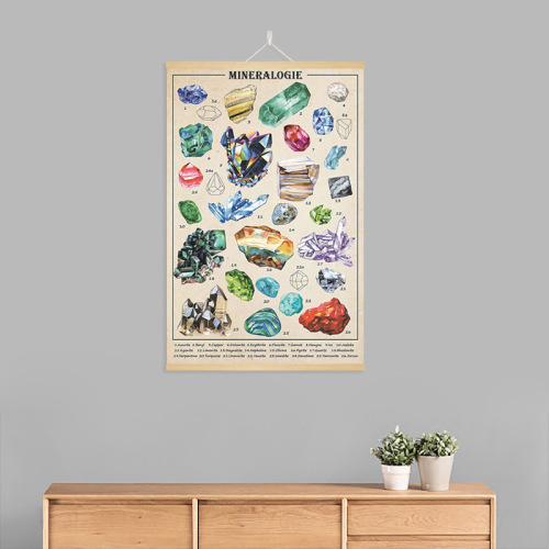 Gem crystal ore illustration hanging scroll painting Amazon best selling retro living room decoration painting entrance hanging scroll painting