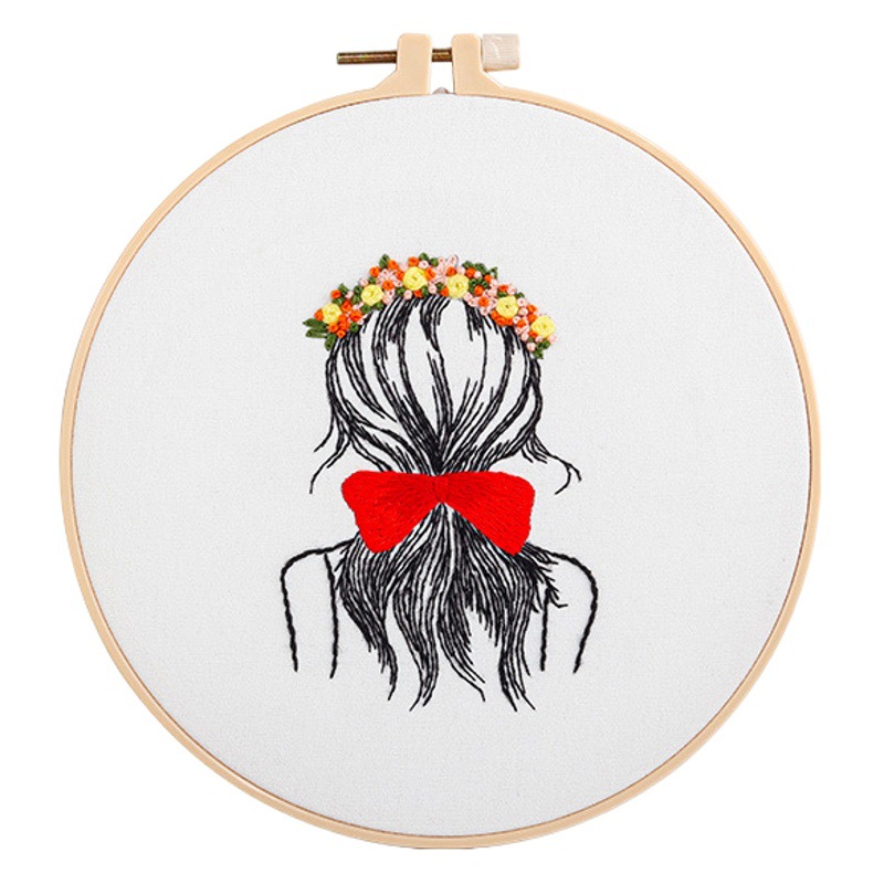 Nuevo original DIY material bordado hecho a mano Paquete Europeo simple sketch Girl back figura traje de costura inglés