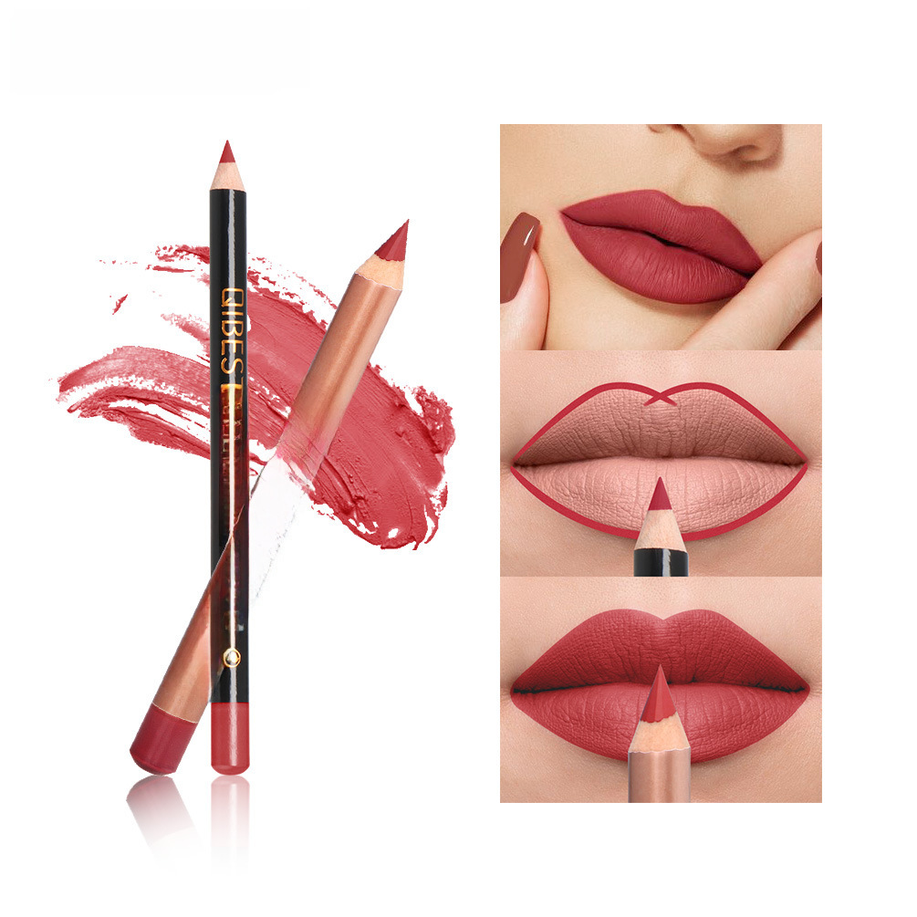 QIBEST clearance lipstick pen lip liner combination set matte fog waterproof lipstick pen waterproof lip pen 15 colors