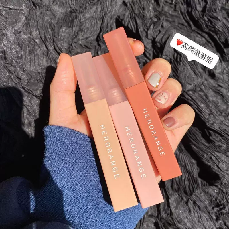 Липстик HERORANGE, блеск для губ, полупрозрачное затемнение, квадратная туба