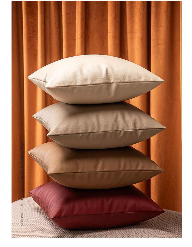 Retro Solid Color Pu Pillow Cases display picture 3
