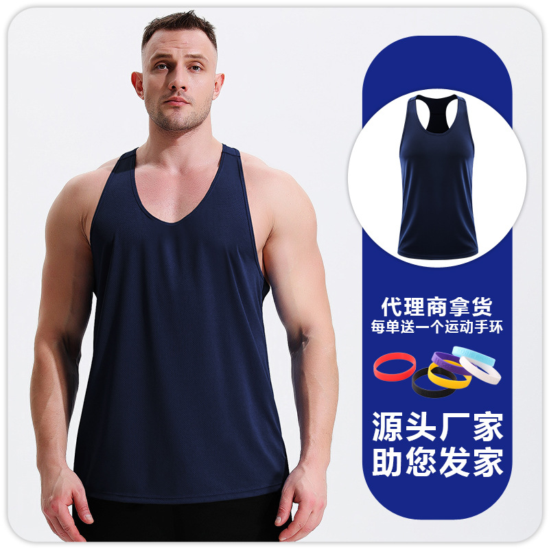 Hombres fitness ocio rápido secado respirado chaleco I entrenamiento muscular carrera profesional de maratón ropa de musculación image 10