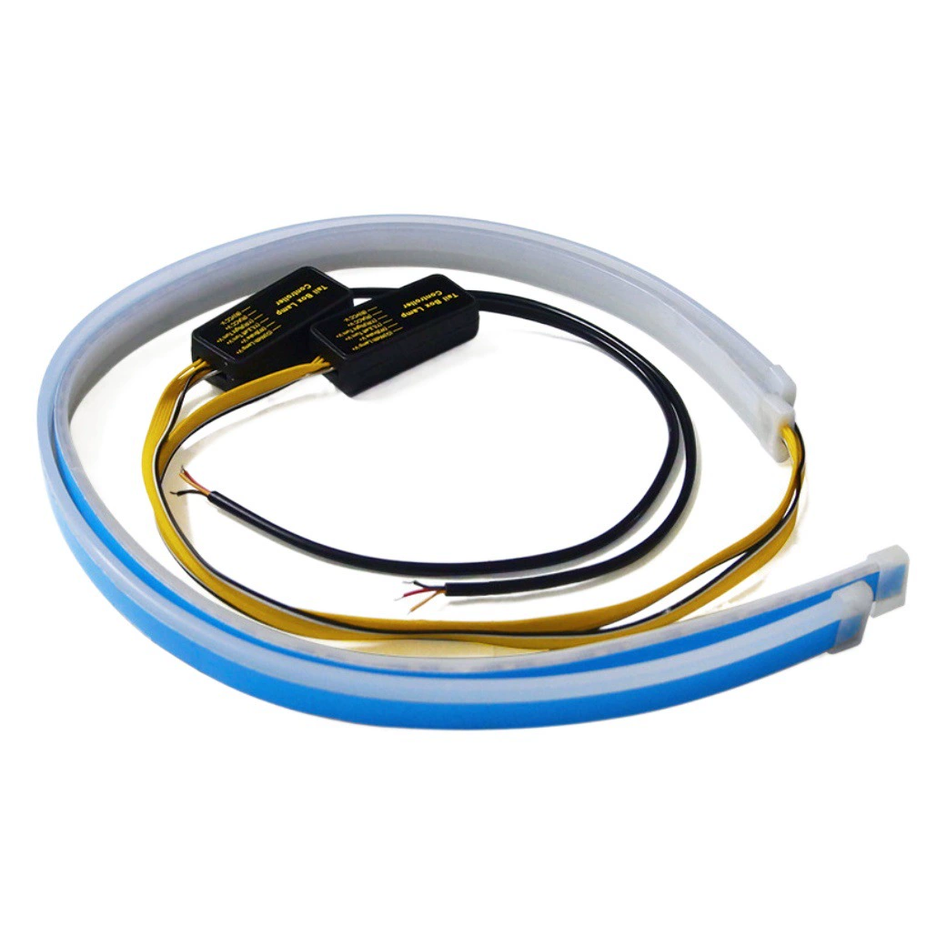 Houyi ультратонкая направляющая полоса дневных ходовых огней 45 60 см двухцветная белая желтая Поворотная лампа стример Автомобильный декоративный свет