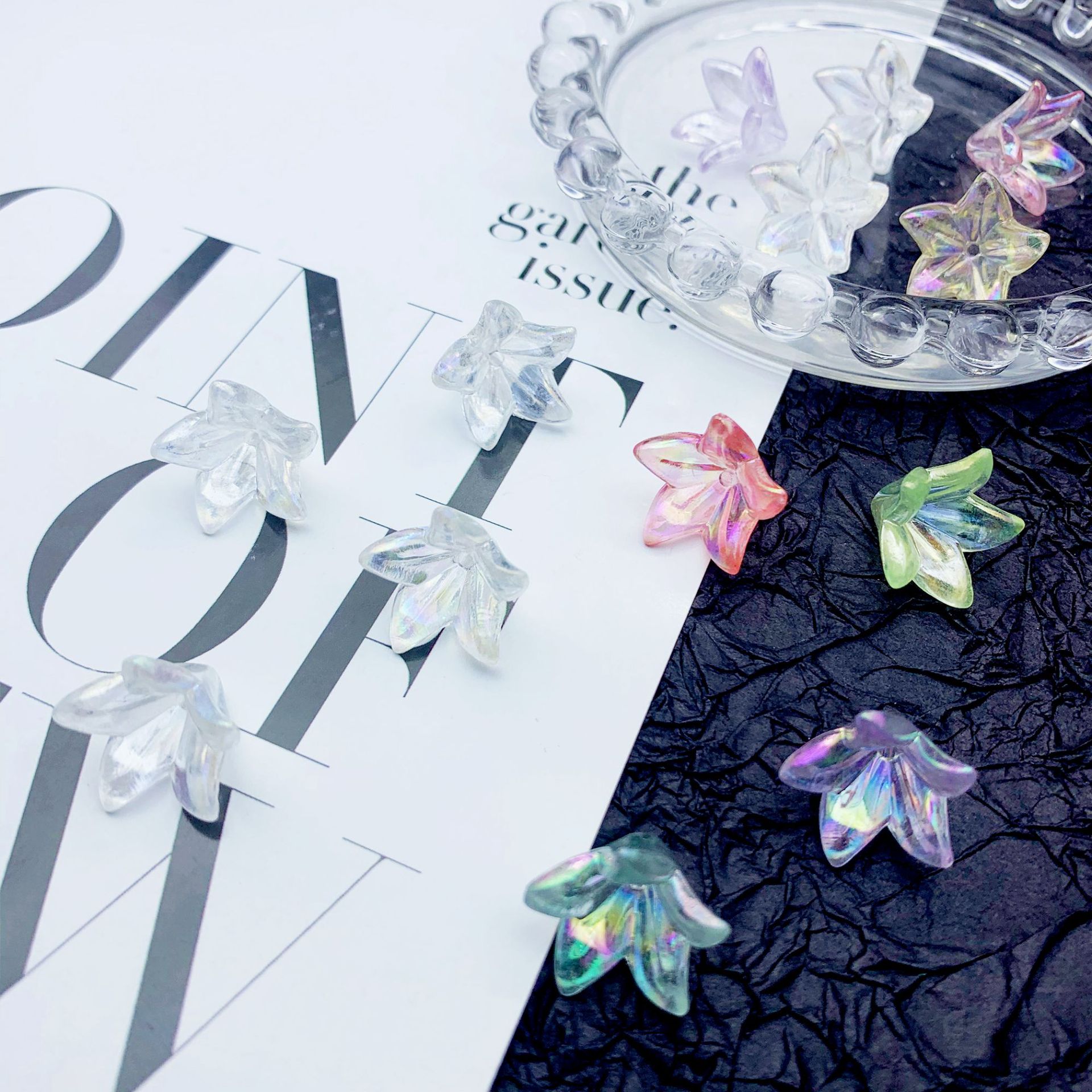New uv Artificial Lily Transparent Fantasy Resin Jewelry diy Car Hanging Bouquet Headdress Beaded Decorative Accessories