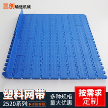 2520系列塑料网带耐高温平板网链食品输送流水线加工传动塑料网带