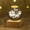 Factory Direct Selling Christmas Happy 3D Crystal Ball bedroom desktop glass ball light -emitting base small night night light holiday gift