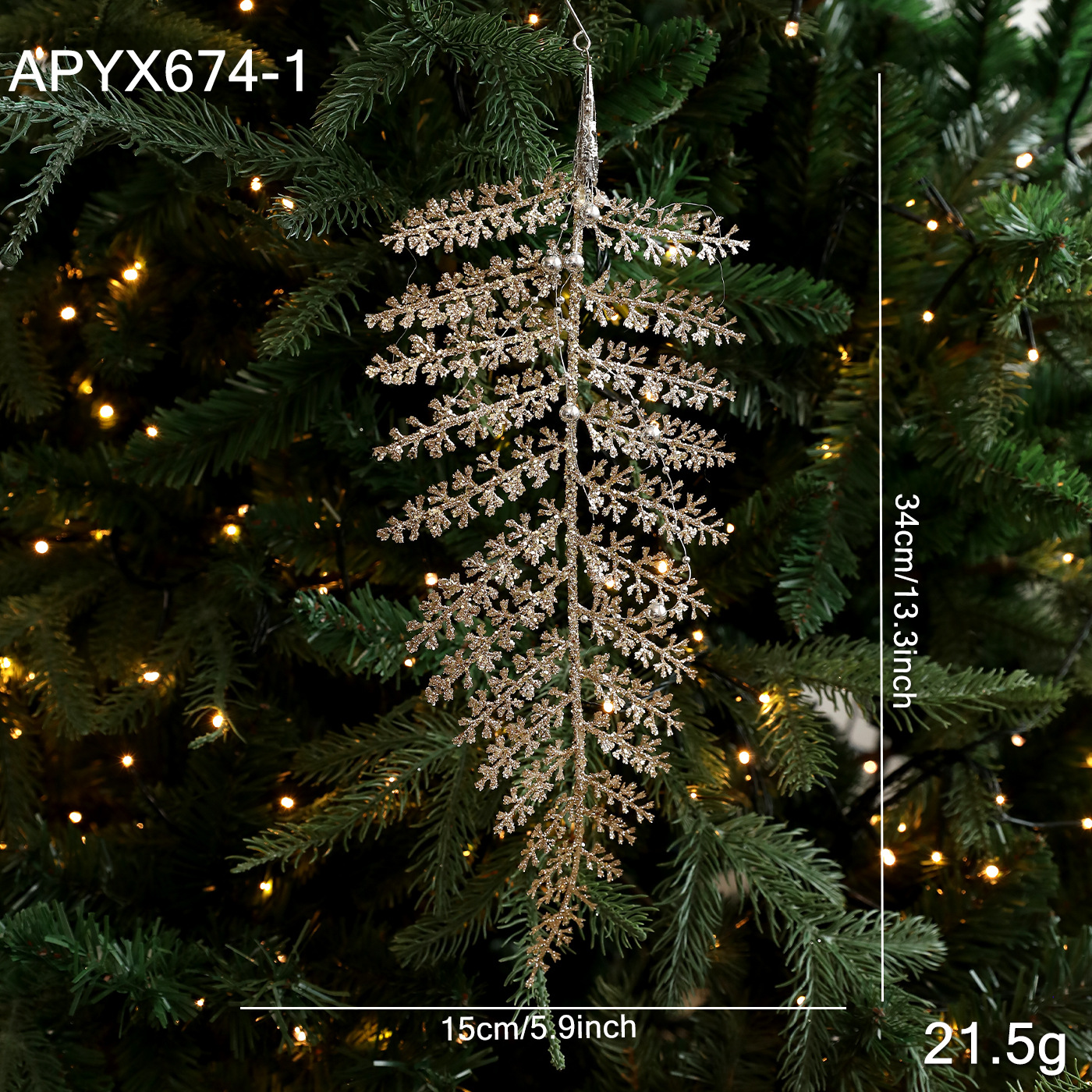 Hoja de helecho transfronterizo hojas de plástico flores de oro hojas de flores de Navidad polvo de oro polvo pegajoso enchufe de árbol de Navidad decoración de diseño de vacaciones