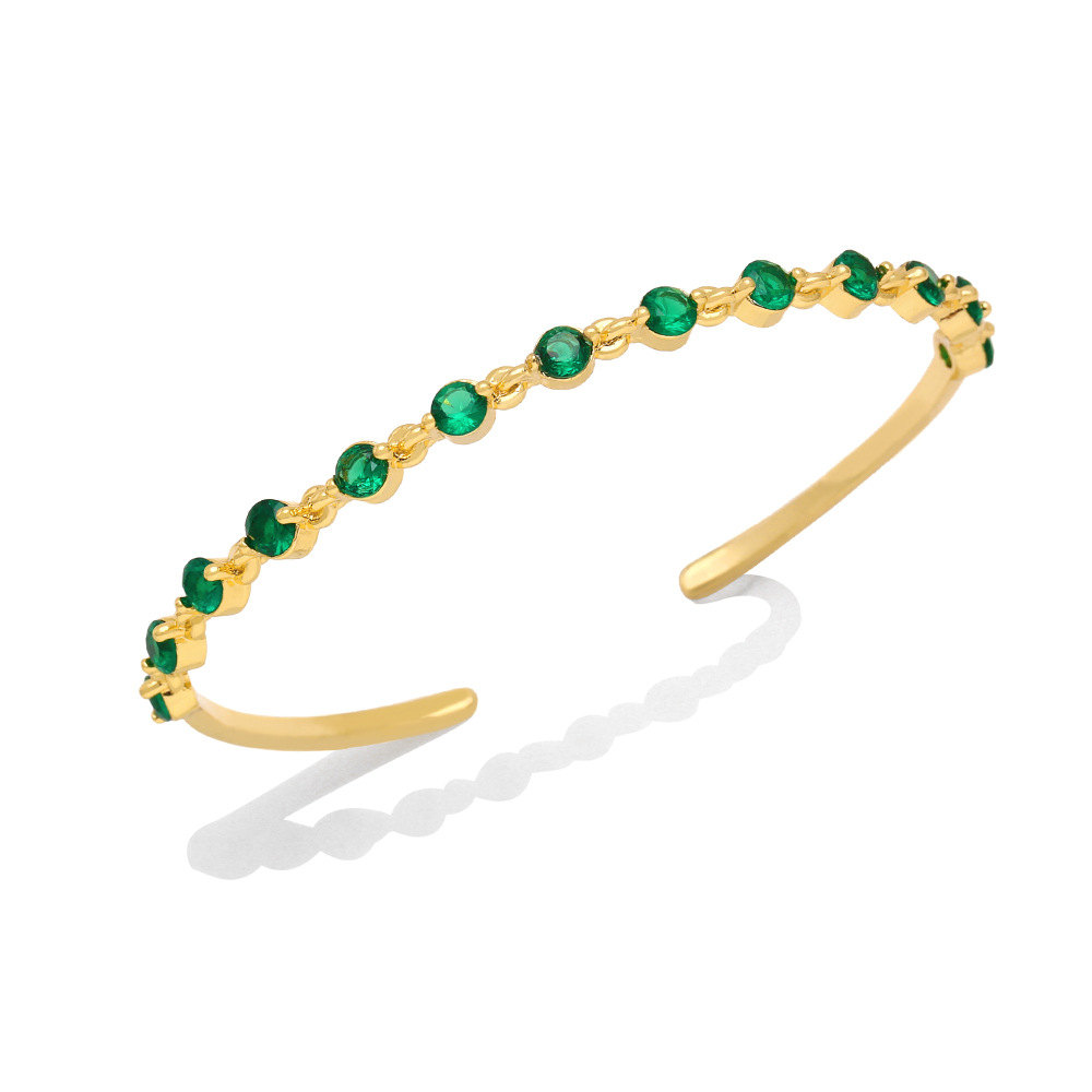 Fashion Round Copper Plating Inlay Zircon Bangle 1 Piece