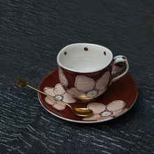 日本原產虛空藏窯櫻花系列九谷燒手工咖啡杯帶碟帶柄陶瓷茶杯水杯