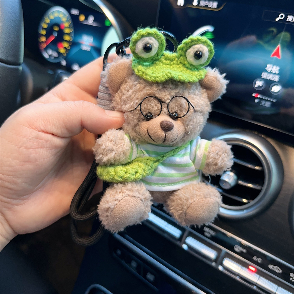 Red popularidad de aire de oso llavero de dibujos animados de alta calidad muñeca de peluche lindo bolso colgante llave del coche mujer