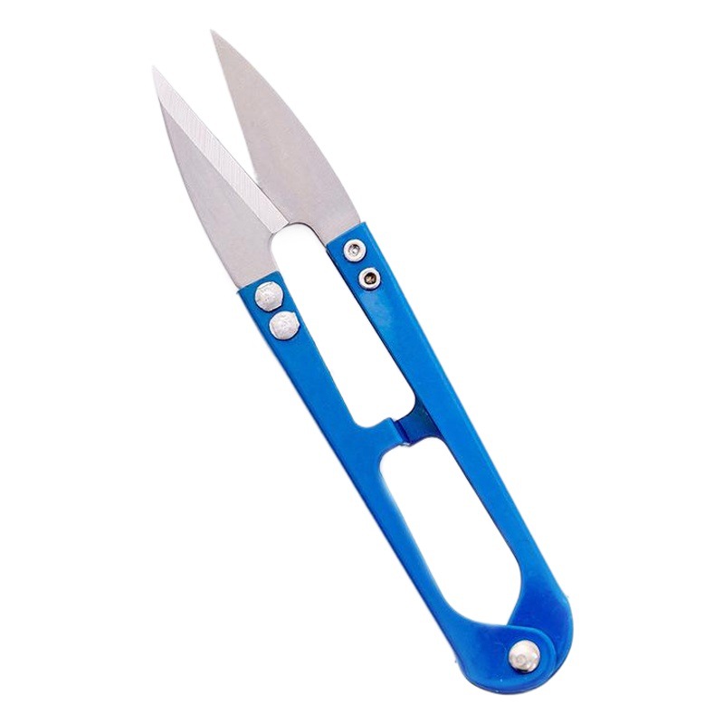 Tijeras de hilo de resorte de plástico en forma de U tijeras de hilo de punto de cruz tijeras de hilo de pescado tijeras de coser bolsa tijeras pequeñas de color doméstico
