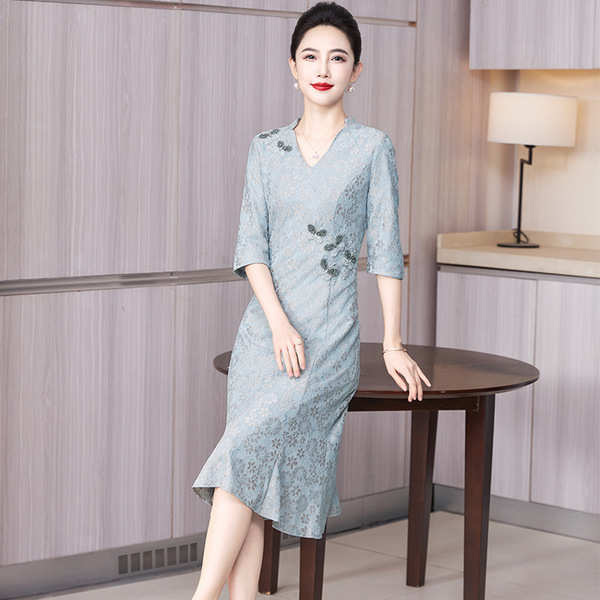 Long fashionable autumn elegant dress