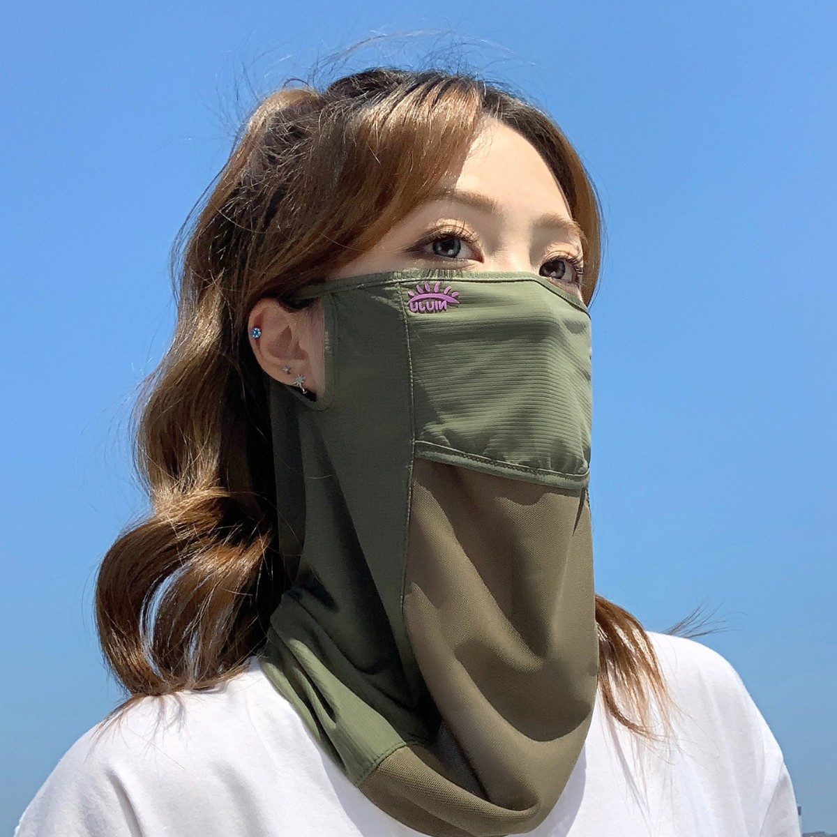 Hiking Sun Protection Mask, Full Face Uv Protection, Ear-Hanging Neck Protection, Ice Silk Driving, Fishing, Sunshade, Cycling Mask for Men and Women