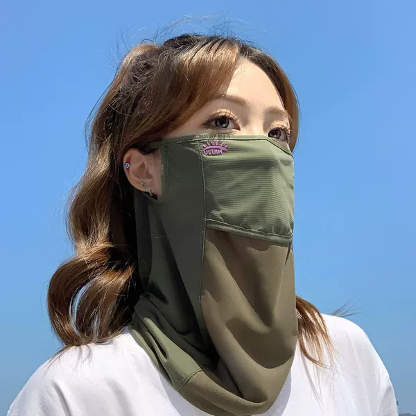 Hiking Sun Protection Mask, Full Face Uv Protection, Ear-Hanging Neck Protection, Ice Silk Driving, Fishing, Sunshade, Cycling Mask for Men and Women