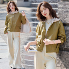 2025新款真皮女短款连帽绵羊皮时尚百搭显瘦休闲外套机车夹克皮衣