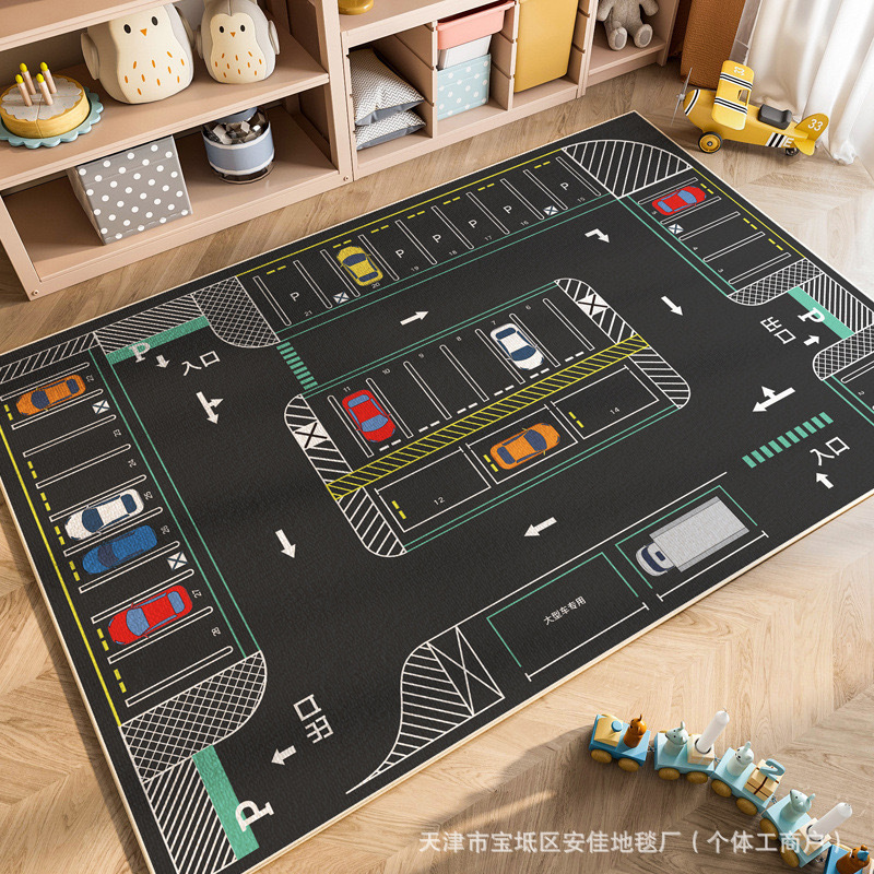 クロスボーダー子供用カーペットクリスタルベルベット駐車場クライミングマットゲーム交通道路フロアマット早期教育幼稚園カーペット|undefined