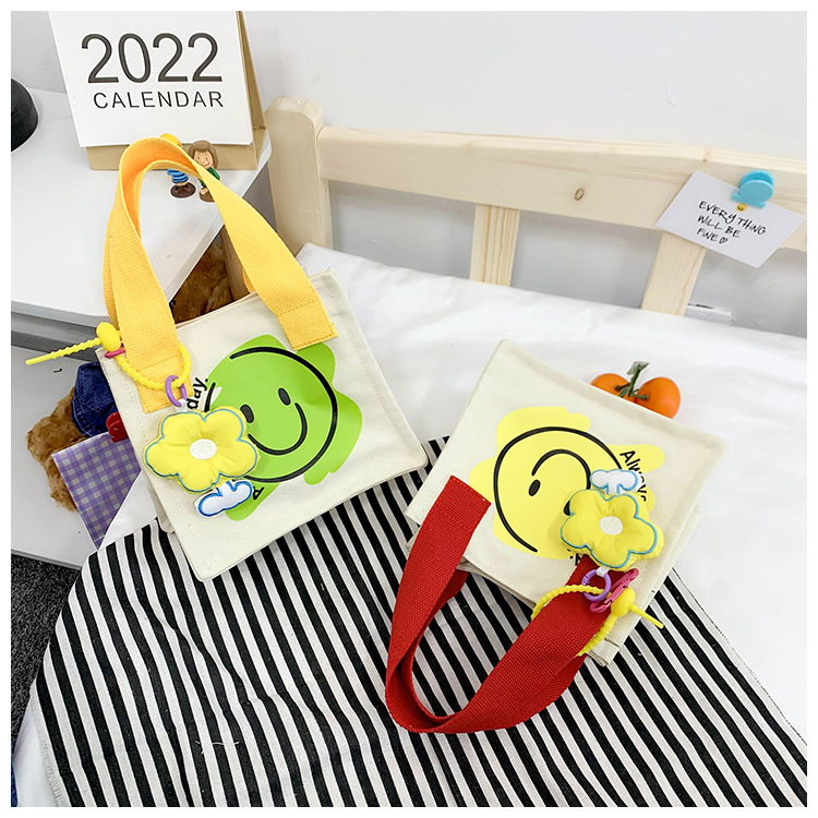 KidS Small All Seasons Canvas Smiley Face Cute Square Magnetic Buckle Crossbody Bagpicture7