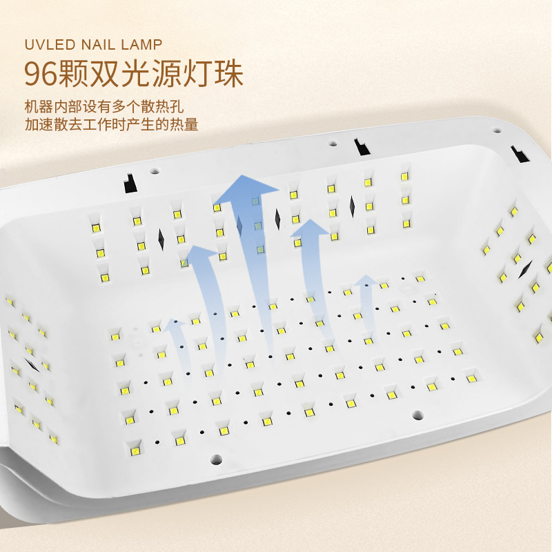 Gran espacio para usar lámparas para hornear con uñas 96 máquinas de fototerapia para uñas, luces para uñas de secado rápido, no manos negras, luces especiales para uñas