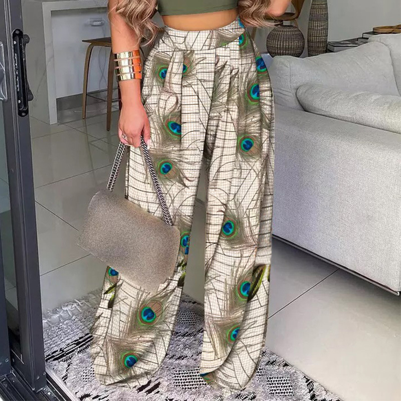 Casual Flower Printed Loose Pants NSLZ68121