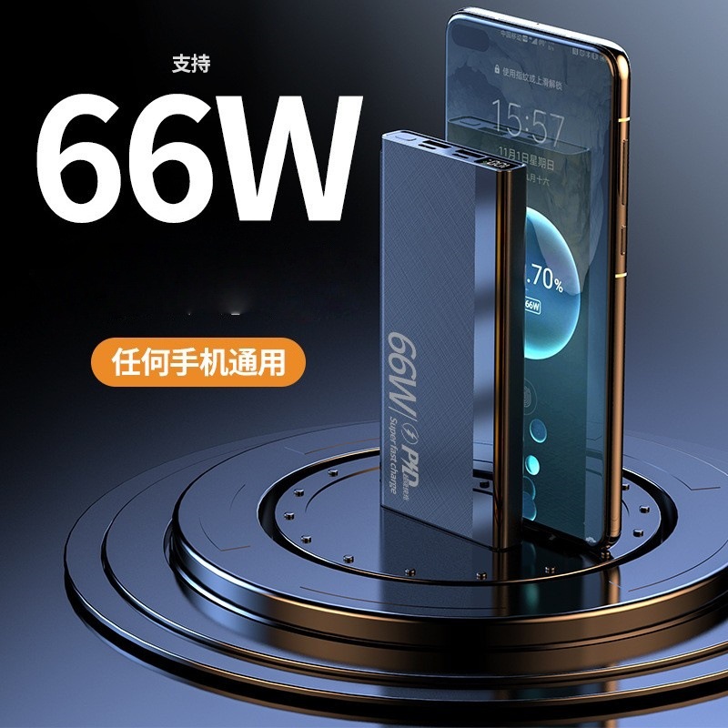 Nuevo modelo transfronterizo de banco de energía de carga rápida bidireccional de 66 W y 20000 mAh de gran capacidad, ultradelgado, con impresión de regalo