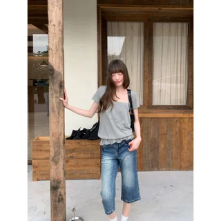 灰色披肩抹胸上衣两件套女夏季韩系慵懒设计感修身小衫