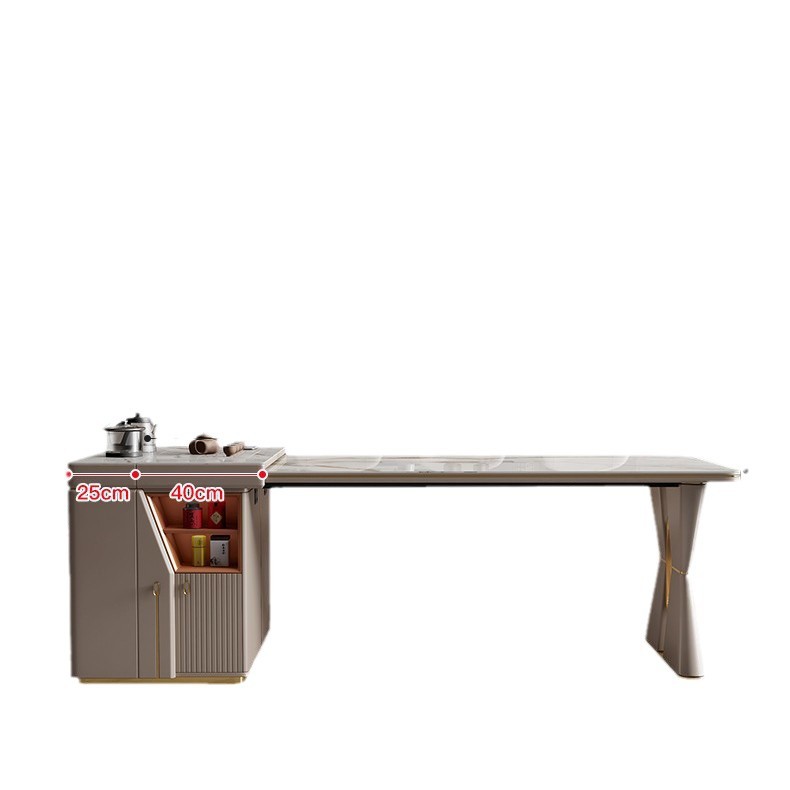Mesa de mesa móvil, mesa de mesa de isla retráctil, mesa de comedor integrada, mesa de té de placa de roca para el hogar, mesa de comedor y silla de negociación moderna y sencilla
