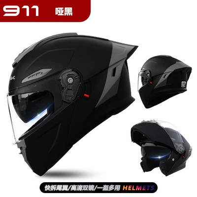 Motosiklet kaskı (dəbilqə) — Women, Motorcycle Safety Half Helmet - 911-face-helmet-matte-black-hd-dual-mirrors