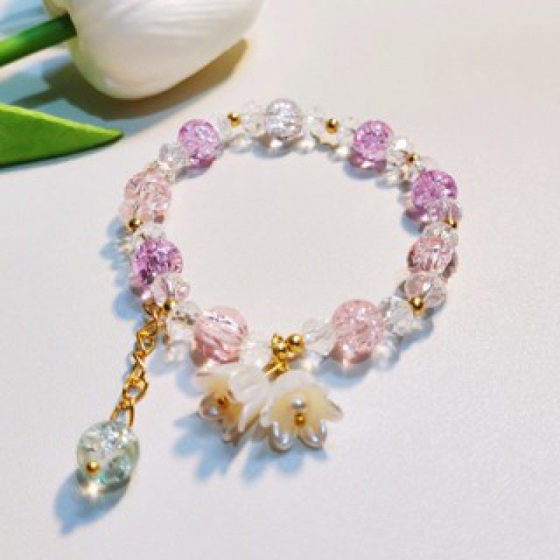S017-Pulsera de flores de lirio de los valles de colores mixtos#talla 181