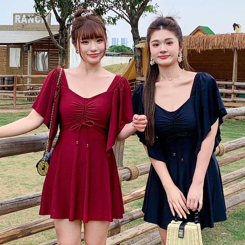 2025 New Swimsuit Women's Conservative Conjoined plus size Slight Fat Girl's Body-Covering Belly-Covering Slimming Hot Spring Swimsuit