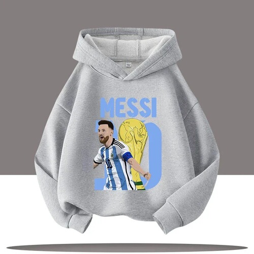 Football star Messi children's hooded sweatshirt boys sportswear cartoon print pullover factory direct sales