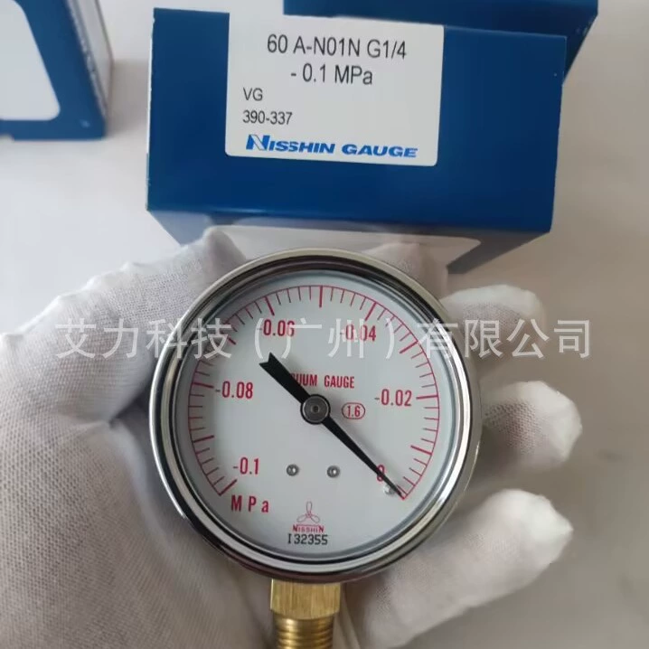 Японский новый счетчик Nisshin Gauge Манометр 60φ A 0 ~ -0.1MPaG 1/4 термометр новый