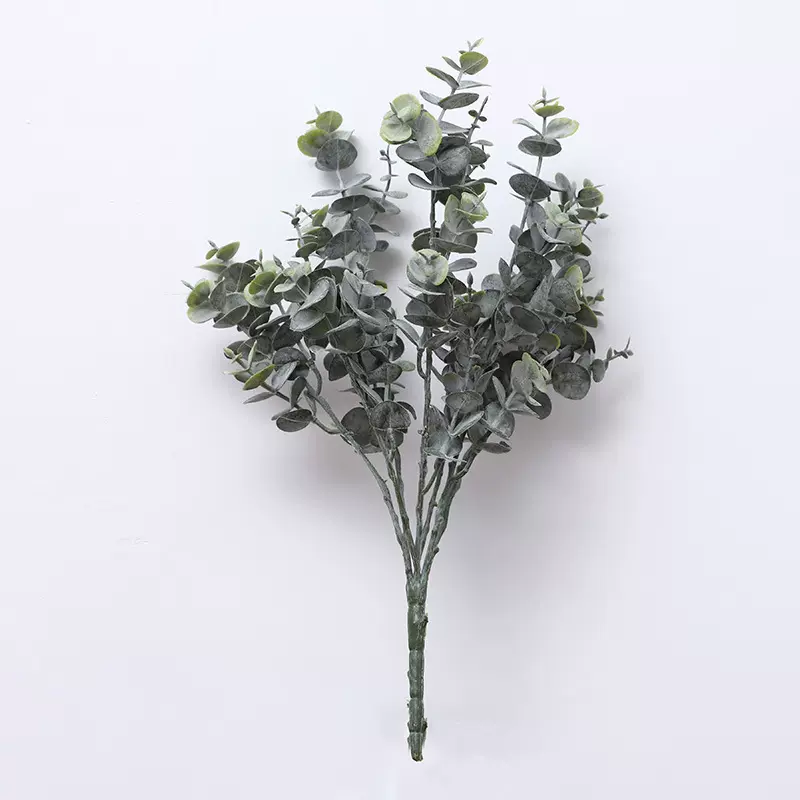仿真植物尤加利叶金钱叶假花家居客厅餐桌灰绿色婚庆装饰假绿植花