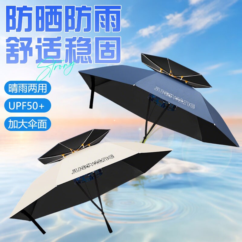 2025 New Model Fishing Umbrella Hat, Head-mounted Umbrella, Sun Protection, Foldable Outdoor Conical Umbrella, Double-layer Large Sunshade Hat