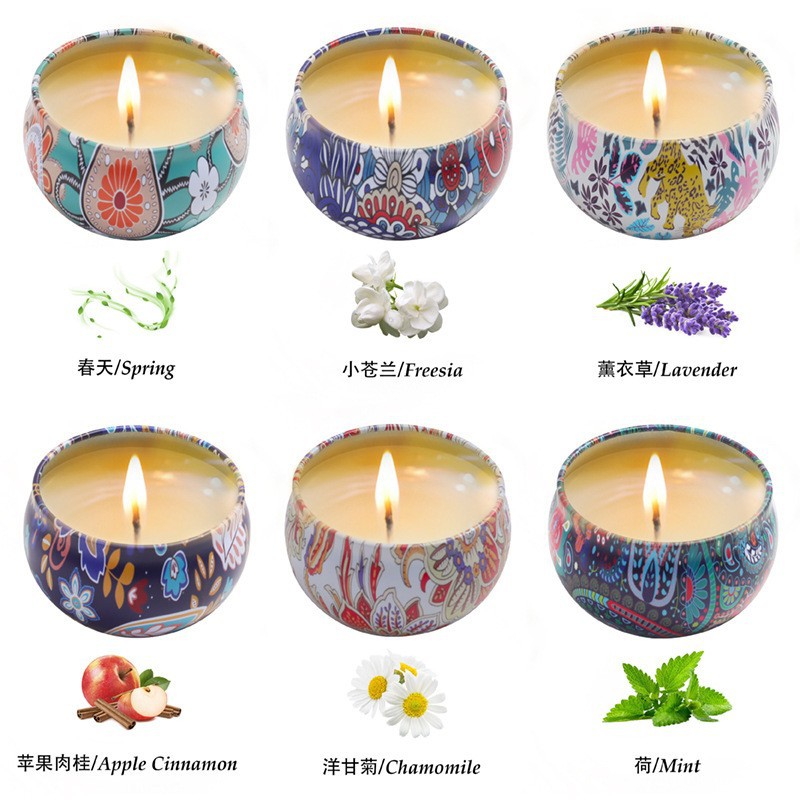 Set de Velas Aromáticas en Caja de Regalo de Cera de Soja, Calmante, para Toda la Familia