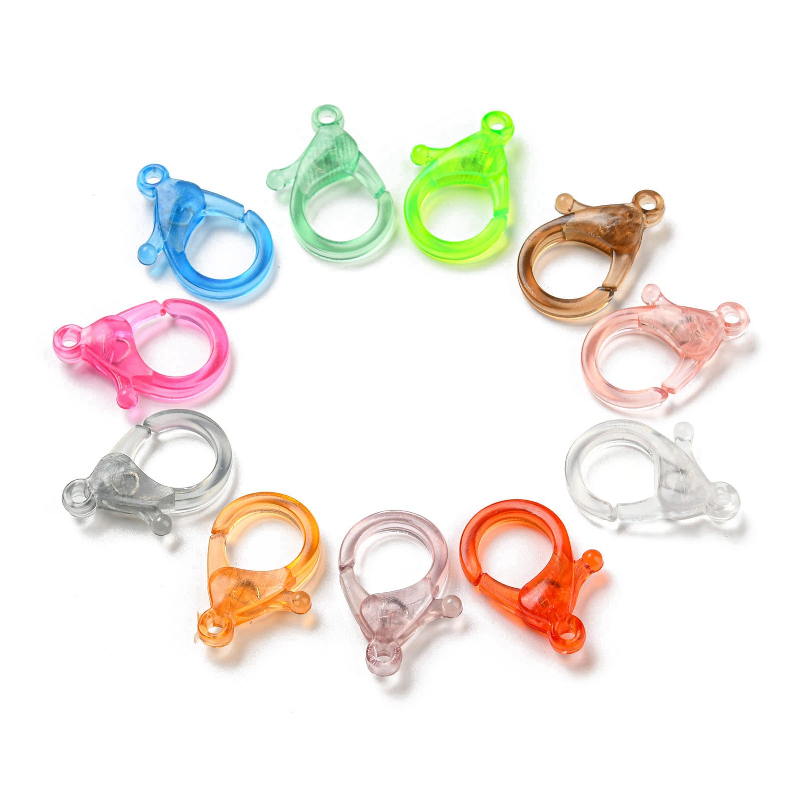 Colorful Transparent Acrylic Lobster Button Keychain DIY Mask Chain Clothing Bag Toy Decorative Pendant Buckle