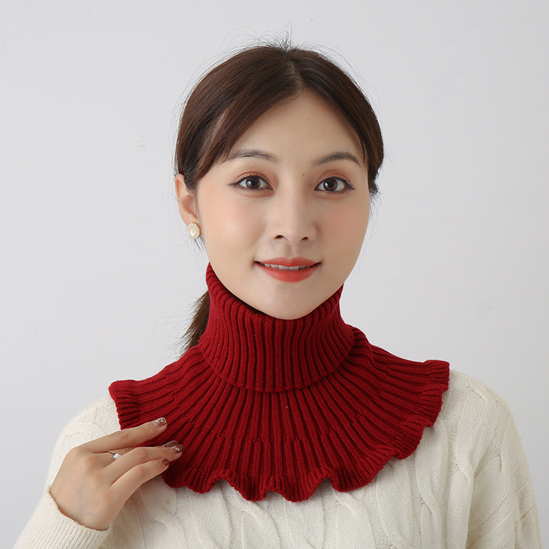 Baja de cabeza para mujeres de otoño y invierno caliente para proteger la columna cervical de color sólido elástico tejido cuello falso suéter cuello alto cuello