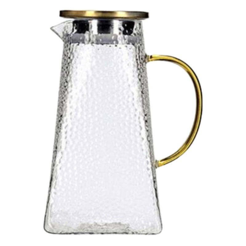 Fábrica al por mayor vidrio martillado botella de agua fría material de vidrio de borosilicato botella de agua fría hogar cuadrado jugo olla