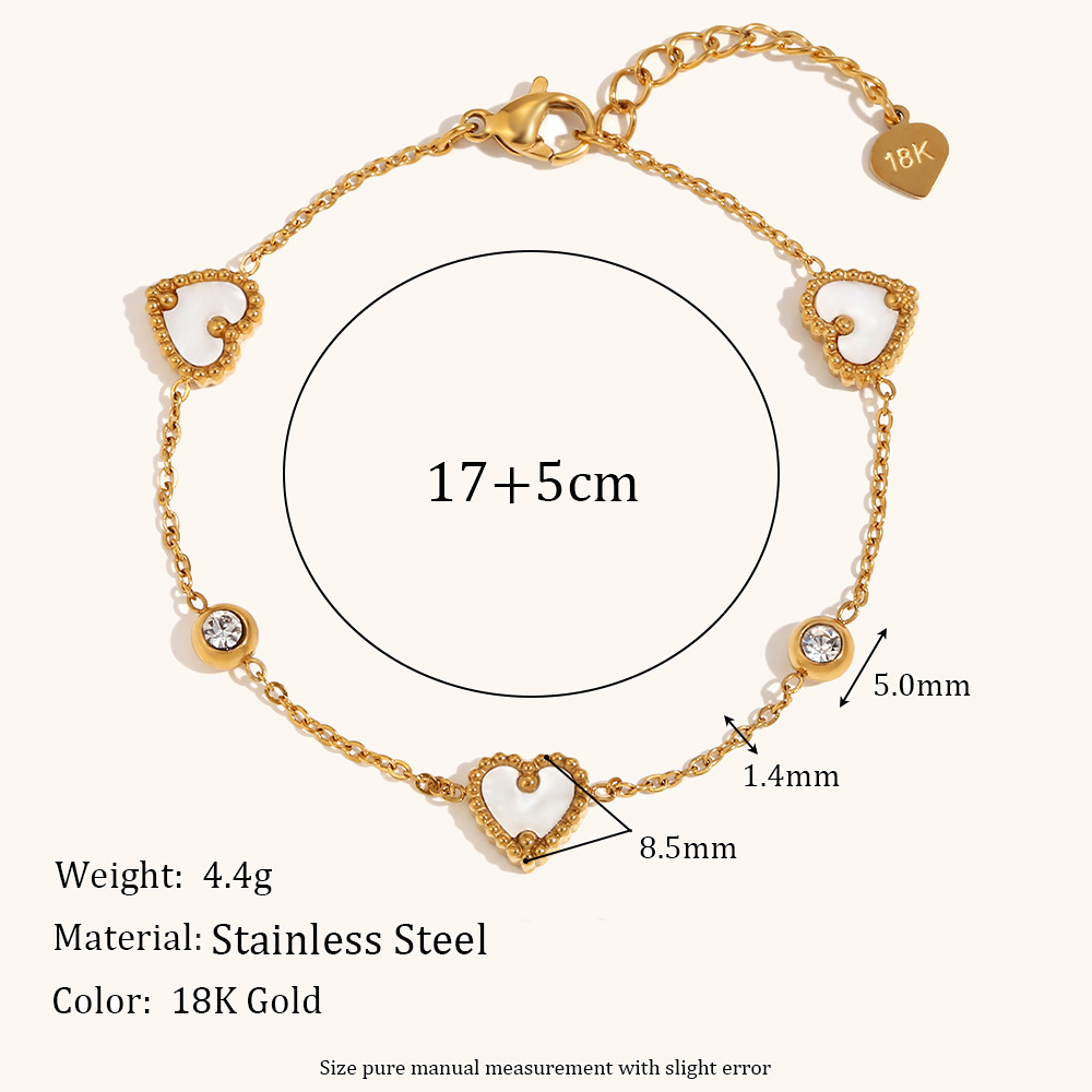 304 Stainless Steel 18K Gold Plated Lady Plating Heart Shape Jewelry Set display picture 3