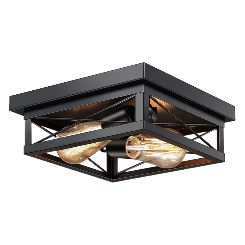 Lámpara de techo de hierro forjado americano retro transfronterizo, dormitorio, sala de estar, estudio, bar, cafetería, candelabro personalizado de estilo industrial