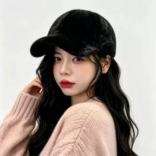 定制冬季帽子女鸭舌帽保暖跨境仿水貂毛绒帽子厂家批发棒球帽