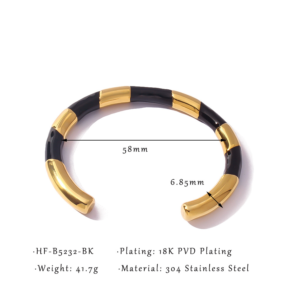 Lujo ligero, temperamento de alta calidad, pulsera de acero de titanio, apertura, diseño de nicho, sentido de alta calidad, joyería de aceite de gota de oro en blanco y negro