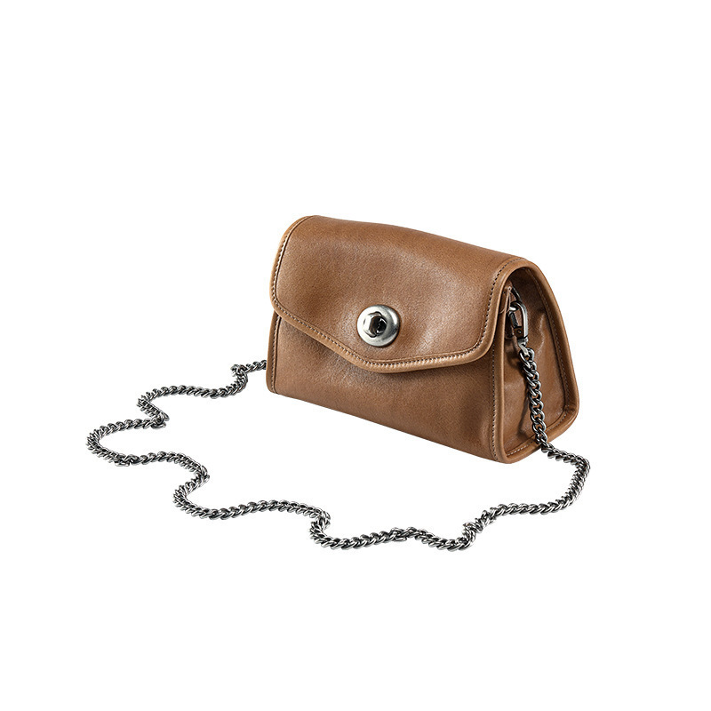 Qiu Zhen Envelope Bag For Women Chain Shoulder Crossbody Bag Genuine Leather Small Vintage Casual Niche Handbag - Thumbnail 6