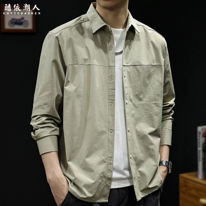 Fall 2026 new men's long-sleeve shirt, simple and casual for commuting, versatile and trendy, with a high-end feel and available in large sizes Fall 2026 new men's long-sleeve shirt, simple and casual for commuting, versatile and trendy, with a high-end feel and available in large sizes
