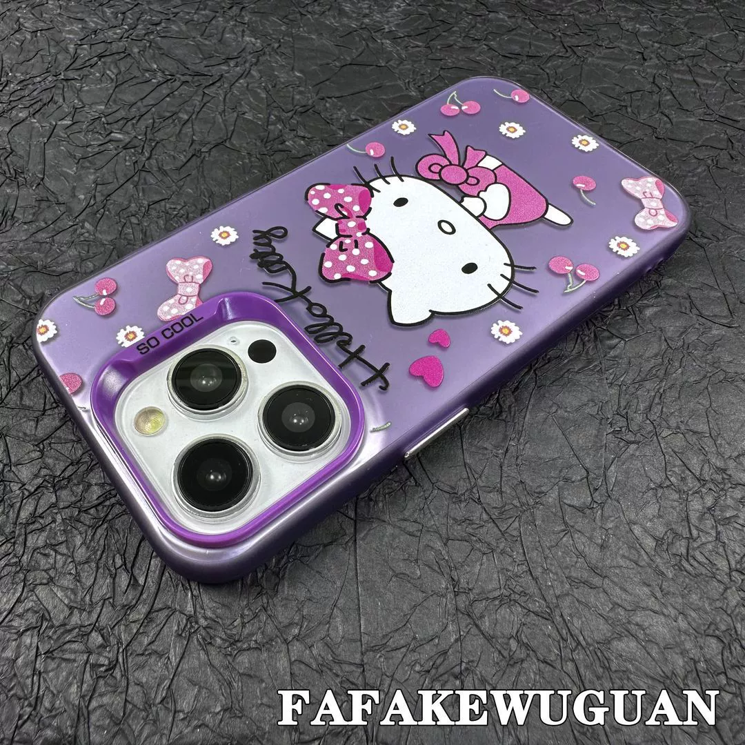 Новая модель совместима с Apple 16pro cartoon 16прям креативный цвет серебристый чехол 13 анти-падение 14pro жесткий 15 16 фиолетовый