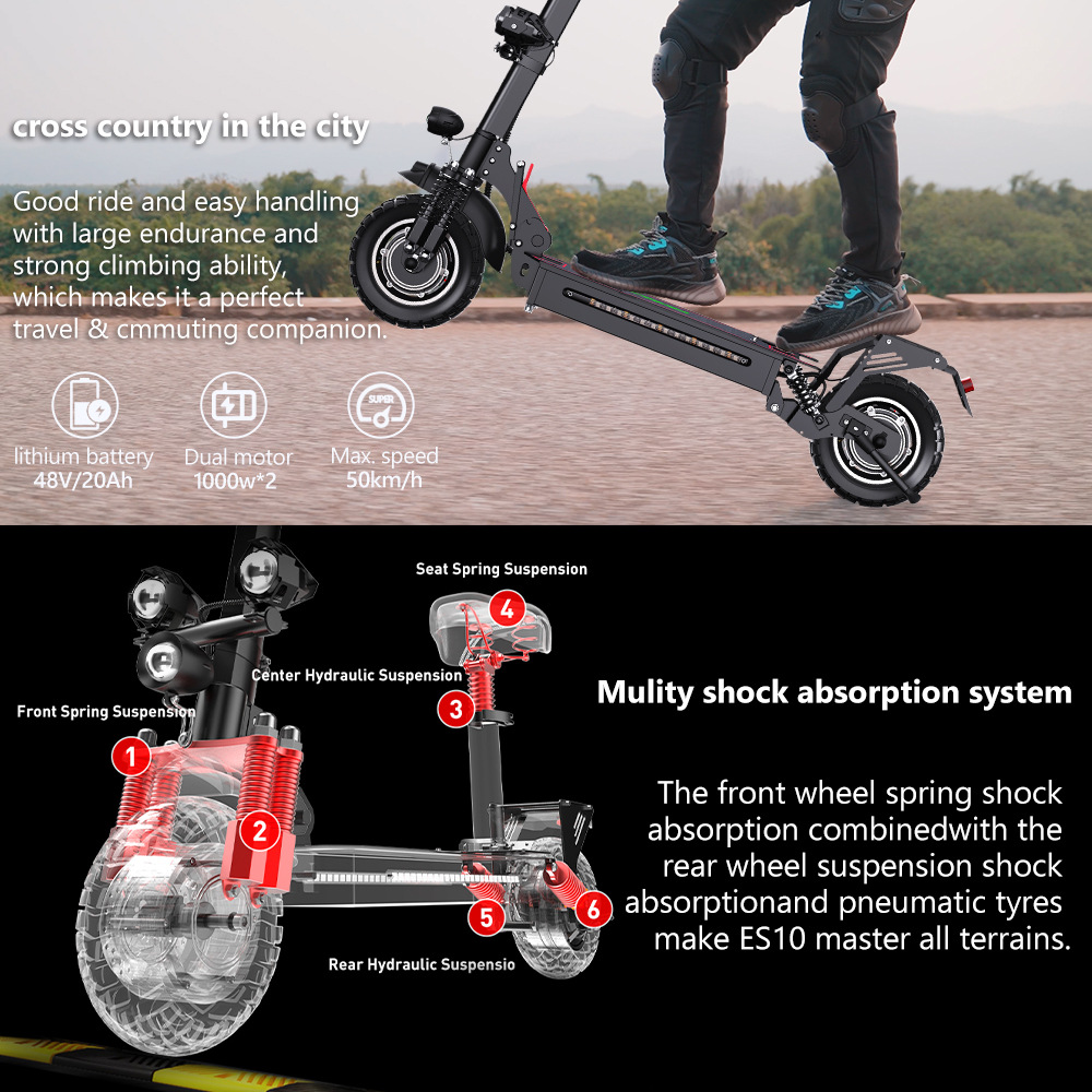 Scooter eléctrico transfronterizo scooter plegable todoterreno de 10 pulgadas de dos ruedas Scooter image 4