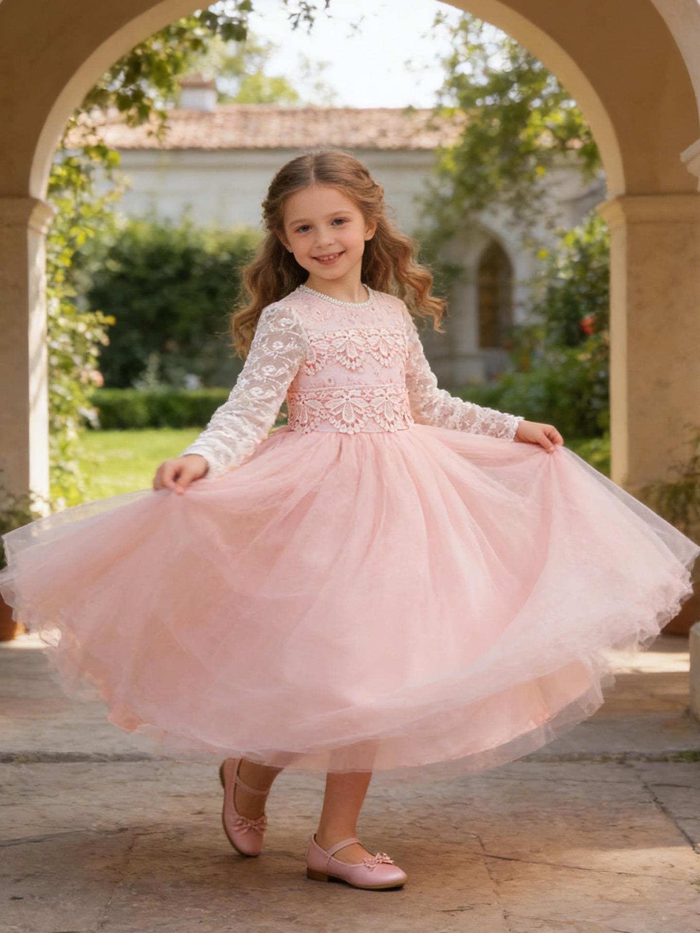 Amazon mangas largas niñas vestidos largos vestidos de espectáculo vestidos de flores vestidos de princesa vestidos de niños vestidos de princesa