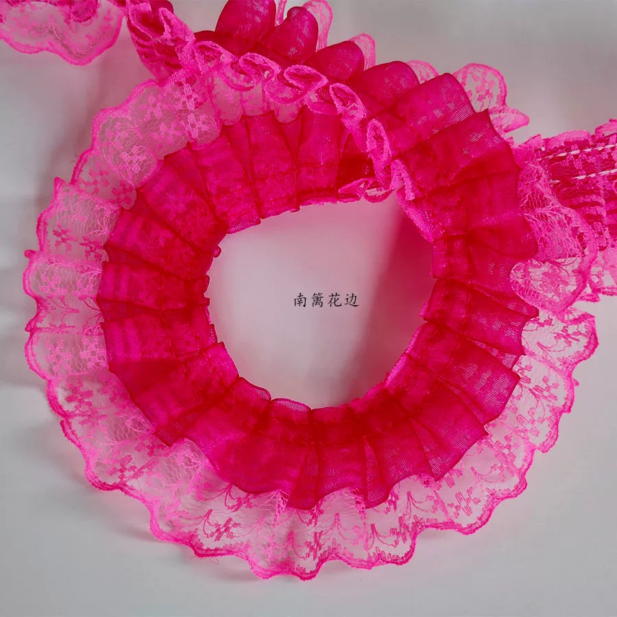 Dual‑layer ruffled lace trim, 4.5 cm wide, decorative sewing ribbon
