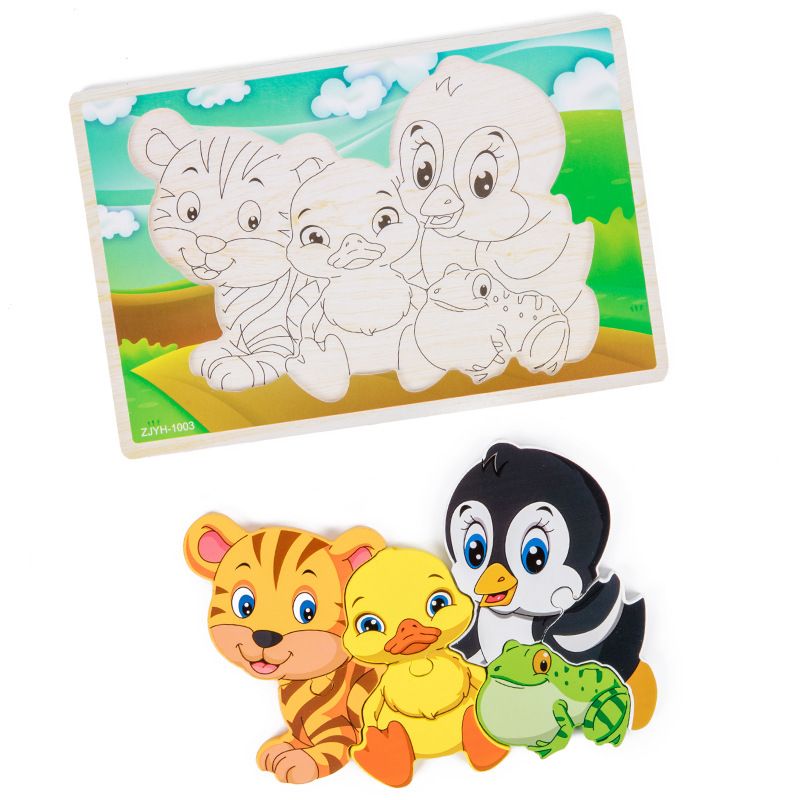 Puzzles de madera tridimensionales bloques de juguetes de construcción para niños 1 1 2 - 3D años y medio 6 niños niñas educación temprana