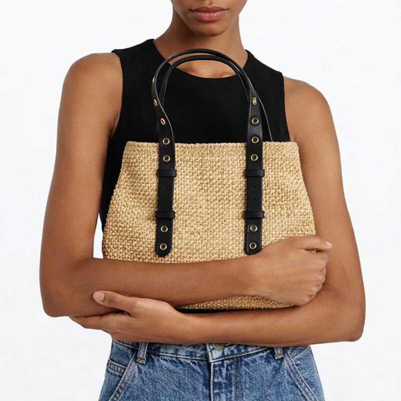 Designer Straw Woven Bag, Women's Tote Bag, Large Capacity, Simple Style Beach Bag, Handbag, Fashionable Shoulder Crossbody Bag Designer Straw Woven Bag, Women's Tote Bag, Large Capacity, Simple Style Beach Bag, Handbag, Fashionable Shoulder Crossbody Bag